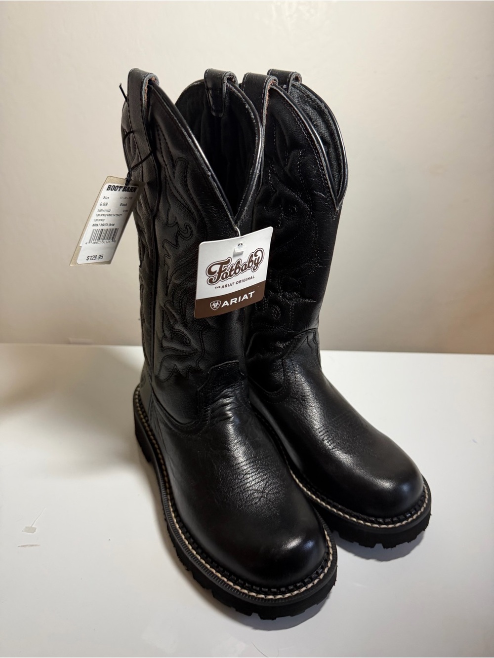 NWT Ariat Fatbaby Black Leather Western Boots Women’s Size 6